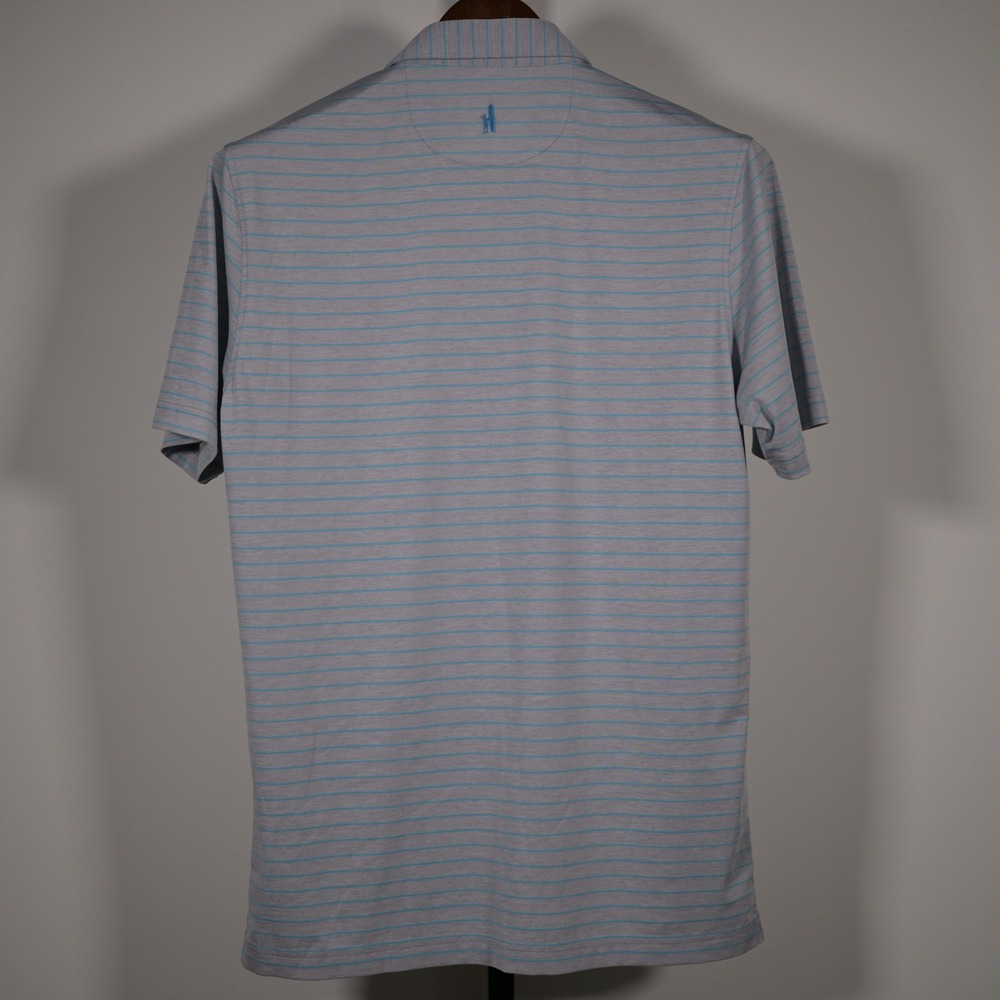 Johnnie-O Mens Striped Performance Polo Shirt Grey Turquoise Size M Golf Casual - Picture 7 of 8